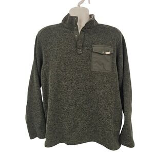 Woolrich T-Snap Pullover Sweatshirt Mens XL Green Chest Pocket Outdoor Cabincore
